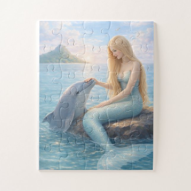 Mermaid and Dolphin Friends Jigsaw Puzzle (Vertical)