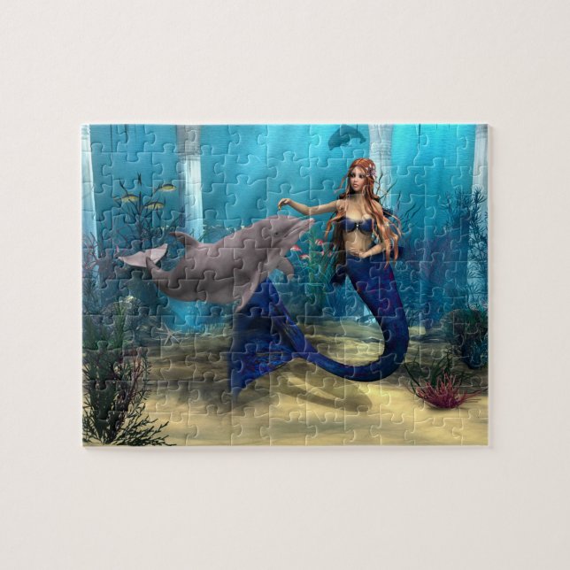 Mermaid and Dolphin Jigsaw Puzzle (Horizontal)