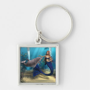 Mermaid and Dolphin Keychain