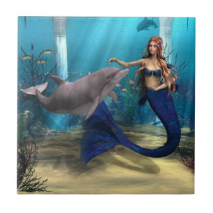 Mermaid and Dolphin Tile