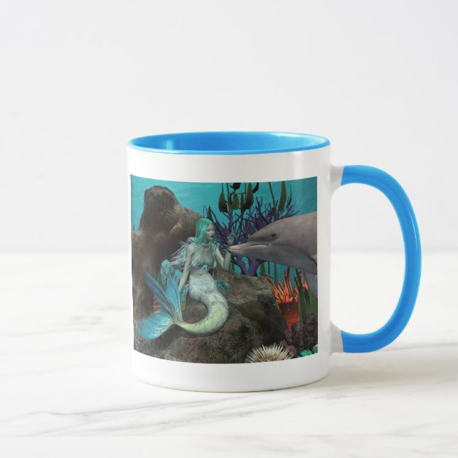Mermaid and Dolphin Under the Sea Mug (Right)