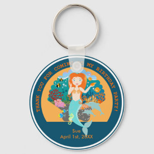 Mermaid and dolphins birthday party keychain