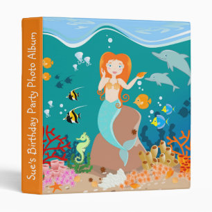 Mermaid  and dolphins under the sea birthday party binder