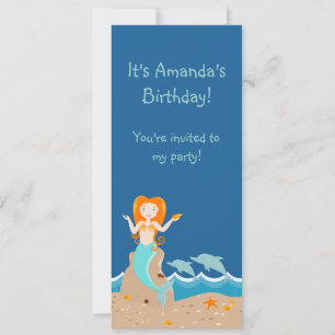 Mermaid  and dolphins under the sea invitation