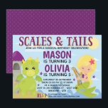 Mermaid and Dragon Birthday Invitation<br><div class="desc">Mermaid and Dragon Invitation - Two popular mythical creatures come together in this legendary mermaid and dragon invitation. This party invitation will give a truly memorable day to a little siren of the sea or a fierce little fire breather. Ideal for proud dragon mamas and little lovers of fantasy having...</div>