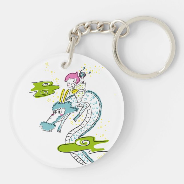 Mermaid and Dragon Keychain (Back)