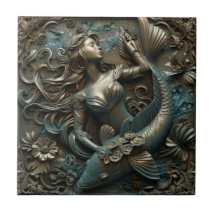 Mermaid and Fish 3D Effect Tile