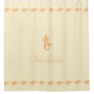 Mermaid and Fish Peach Maritime Symbols with Name