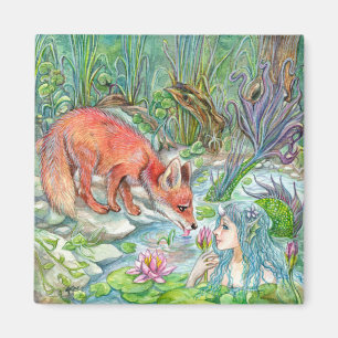 Mermaid and Fox Magnet