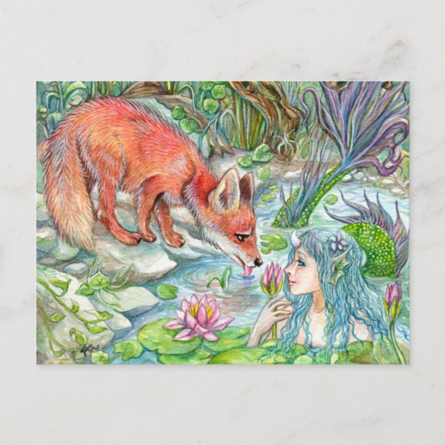 Mermaid and Fox Postcard (Front)