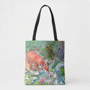 Mermaid and Fox Tote Bag