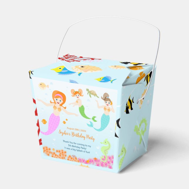 Mermaid and friends girly Birthday Party Favor Box (Front Side)