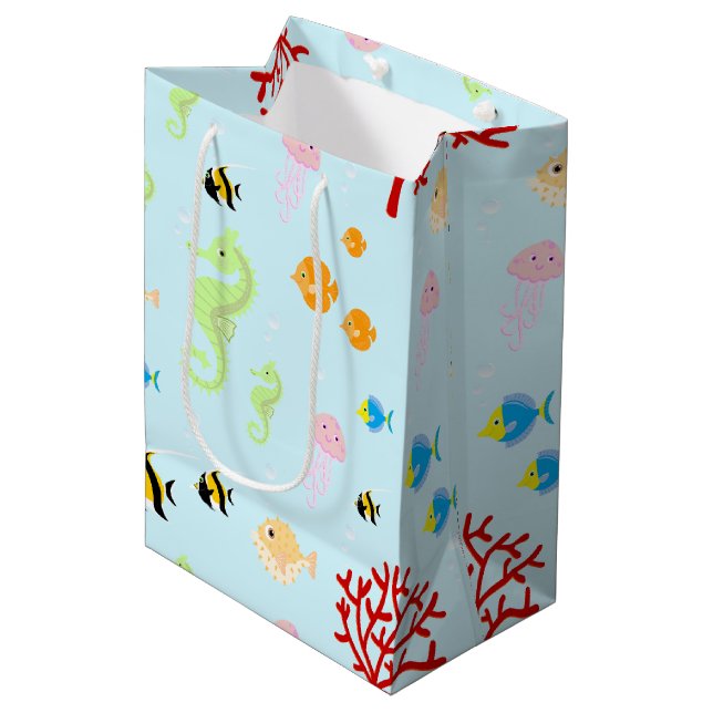 Mermaid and friends girly Birthday Party Medium Gift Bag (Front Angled)