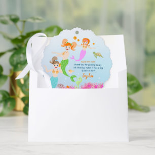 Mermaid and friends girly Birthday Party Ornament Card