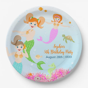 Mermaid and friends girly Birthday Party Paper Plate