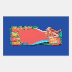 Mermaid and Fruit Crate Label Art