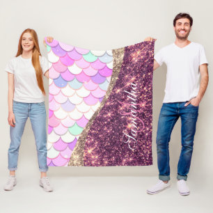 Mermaid and Glitter Fleece Blanket