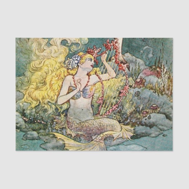 “Mermaid and Harp” by Charles Folkard Tissue Paper (Front)