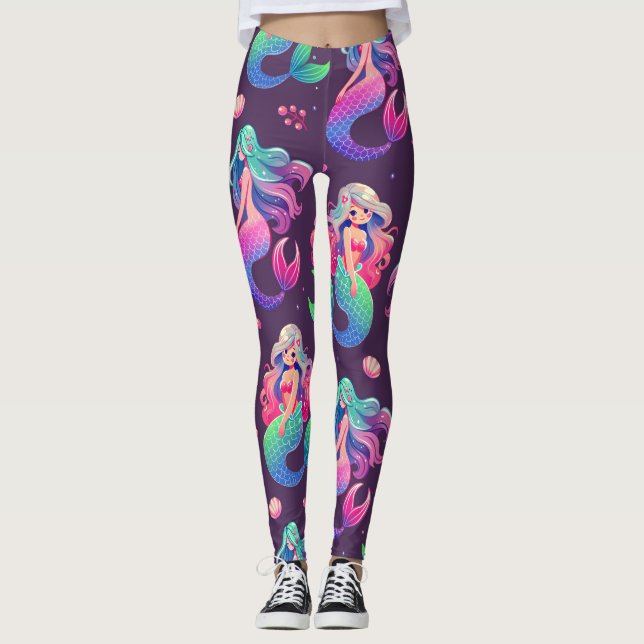 Mermaid and Marine Motifs Leggings (Front)
