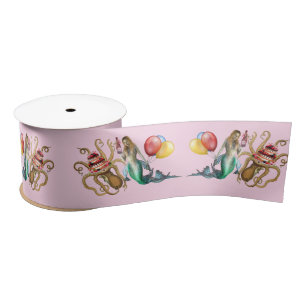 Mermaid and Octopus Party Ribbon Satin Ribbon