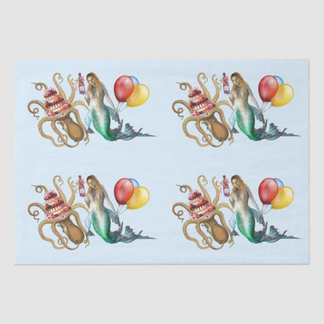 Mermaid and Octopus Party Tissue Paper (Front)
