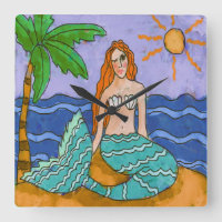 Mermaid and Palm Tree Abstract Art