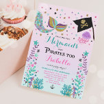 Mermaid And Pirate Birthday Invitation<br><div class="desc">Mermaid And Pirate Birthday Invitation under the sea party invitation. A perfect Way to announce your Mermaid and Pirate party.
All design are  © PIXELPERFECTIONPARTYLTD</div>