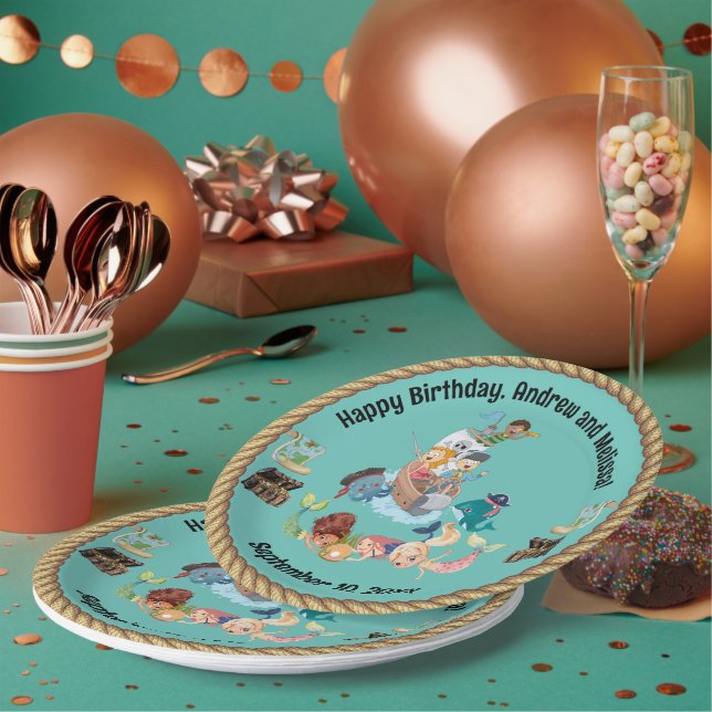 Mermaid and Pirate Birthday Paper Plate (Multi)