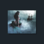 Mermaid and Pirate Ship Canvas Print<br><div class="desc">Wrapped canvas print of a beautiful image of a mermaid looking out at a pirate ship. See matching poster. See the entire Shipwreck Canvas Print collection in the DECOR | Wall Art section.</div>