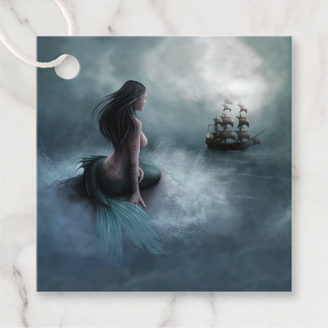 Mermaid and Pirate Ship Favour Tags (Front)