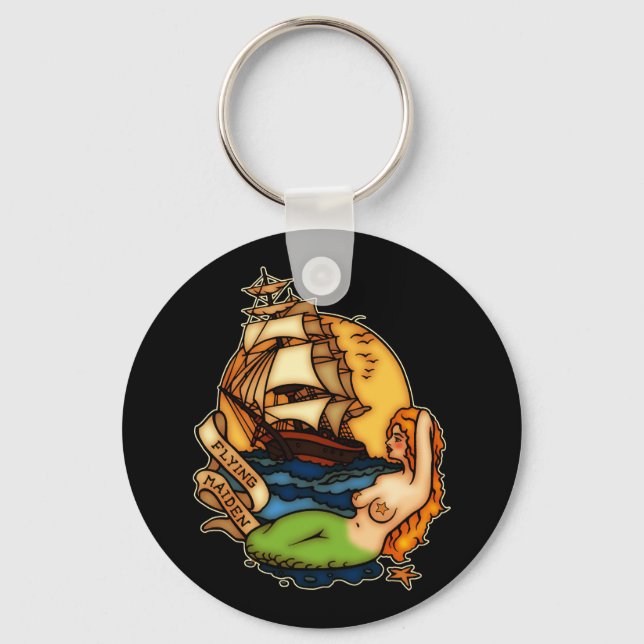 Mermaid and Pirate Ship Keychain (Front)
