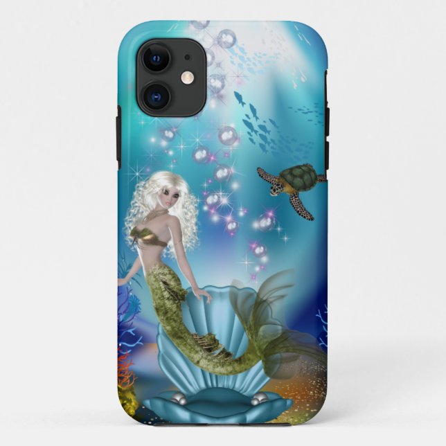 Mermaid and Sea Turtle Case-Mate iPhone Case (Back)