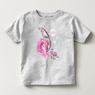 Mermaid and Sea Turtle Friends, Add Initials Girls Toddler T-shirt