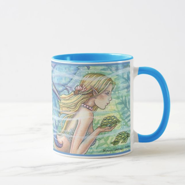 Mermaid and Sea Turtle Mug by Molly Harrison (Right)