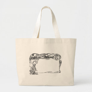Mermaid and Seagulls Large Tote Bag