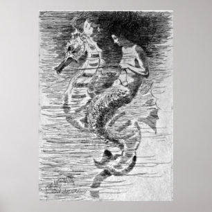 Mermaid And Seahorse Poster