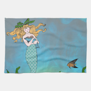 Mermaid and seal kitchen towel