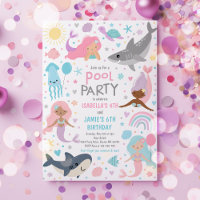 Mermaid And Shark Sibling Pool Birthday Party 