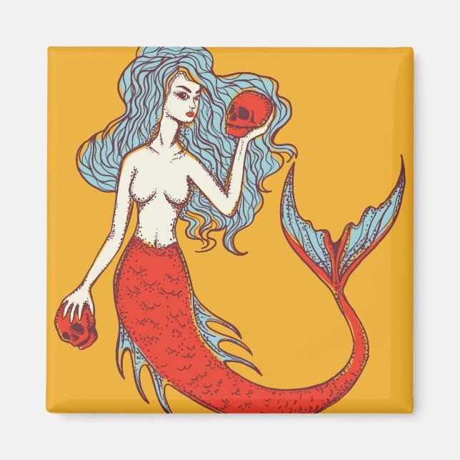 Mermaid and Skulls Magnet (Front)