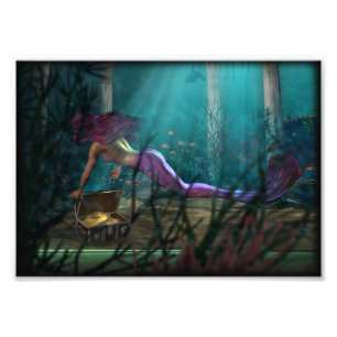 Mermaid and Sunken Treasure Fantasy Print