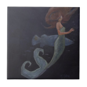 Mermaid and the Blue Fish Tile