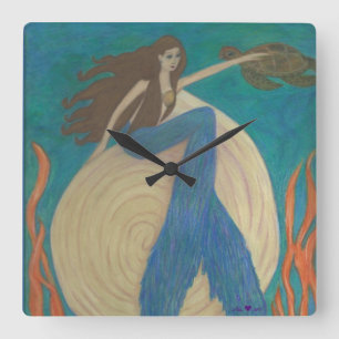 Mermaid and Turtle Wall Clock