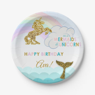 Mermaid and unicorn party plates