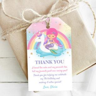 Mermaid and Unicorn Pool Birthday Party Thank You Gift Tags