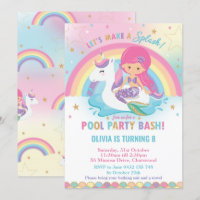 Mermaid and Unicorn Pool Party Birthday Pink Hair