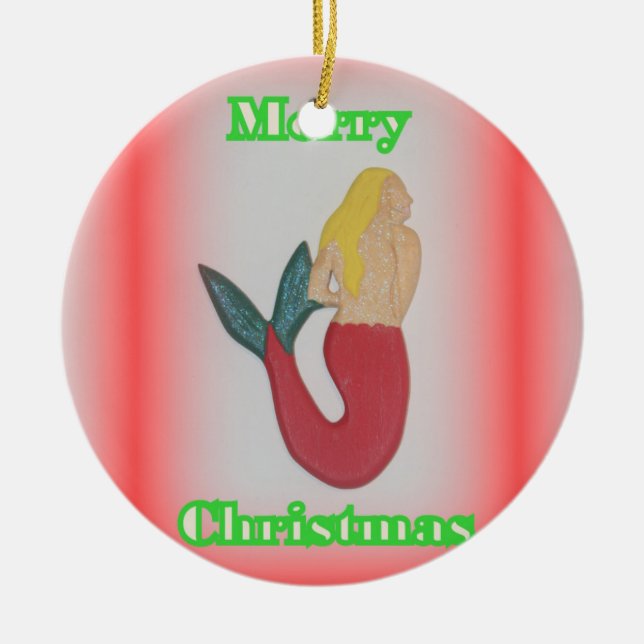 mermaid and whale Christmas ornament (Front)
