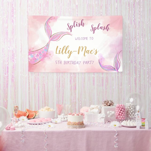 Mermaid Anniversaire de fond Fille Bannière d'anni (Fête)
