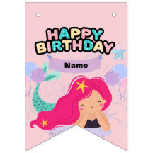 Mermaid Anniversaire design bannière de bunting