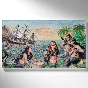 Mermaid Antique Magic Nautical Ocean Name Tag