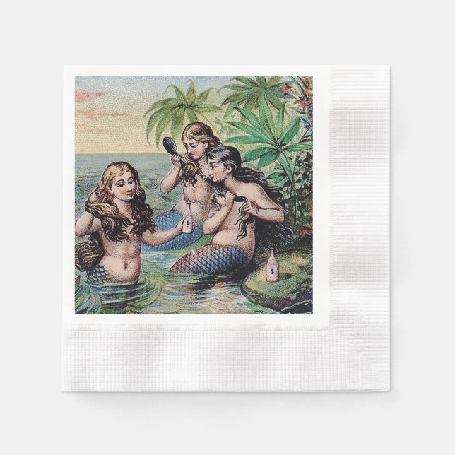 Mermaid Antique Magic Nautical Ocean Napkin (Front)